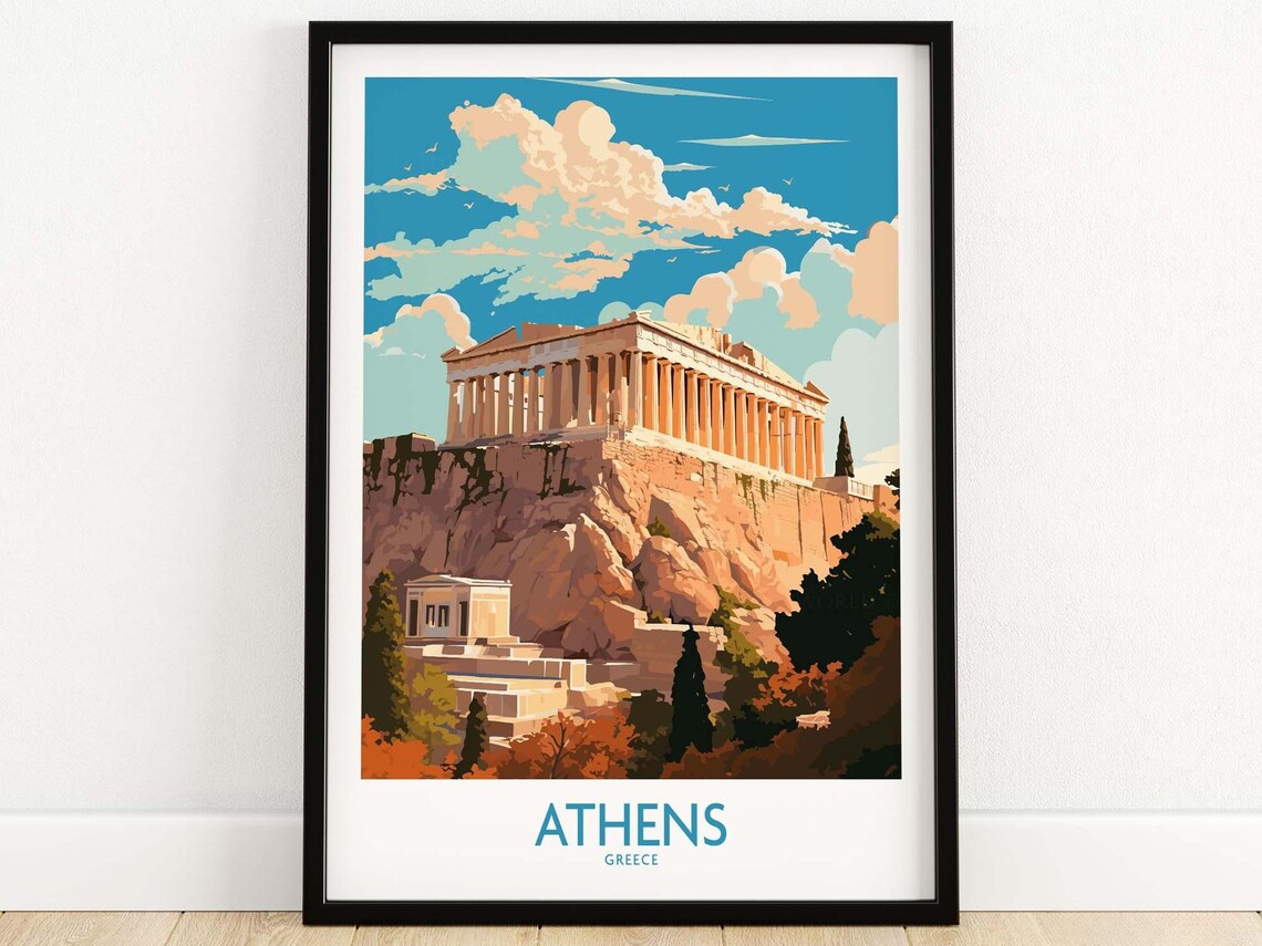 Athens Travel Poster, Europe Home Decor Print