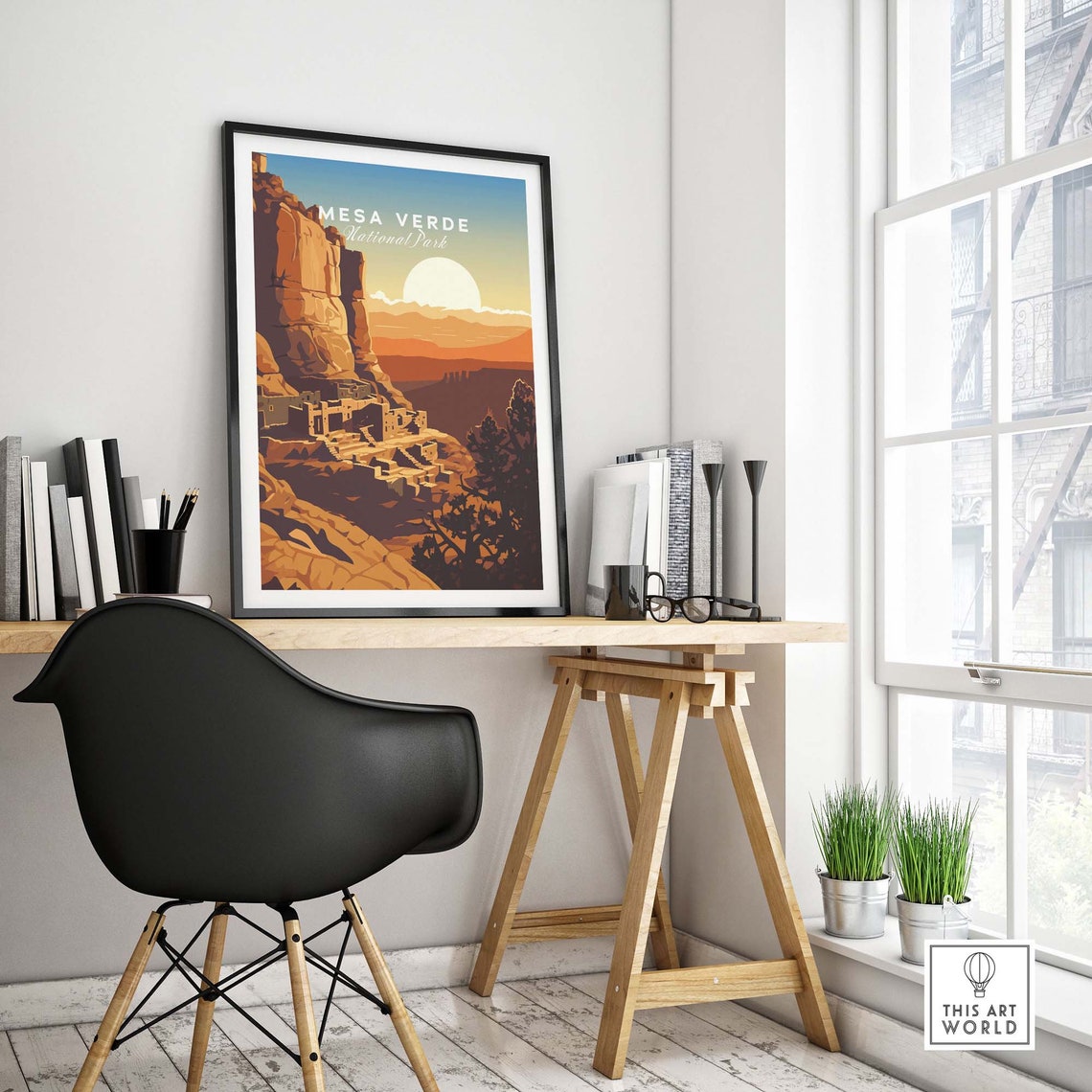 Mesa Verde National Park Ancient Pueblo Cliff Dwelling Sunset Poster - Image 4