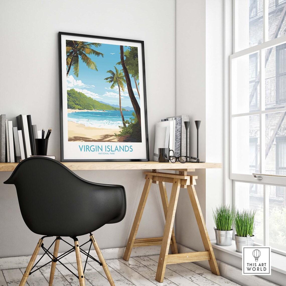 Virgin Islands National Park Palm Beach Vintage Travel Poster - Image 4