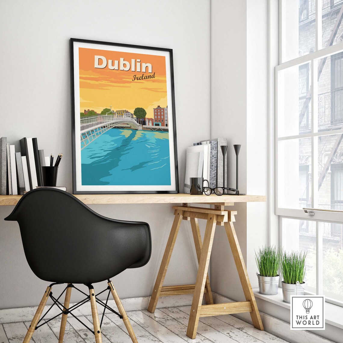 Dublin Vintage Travel Poster, City Skyline Art Print - Image 4