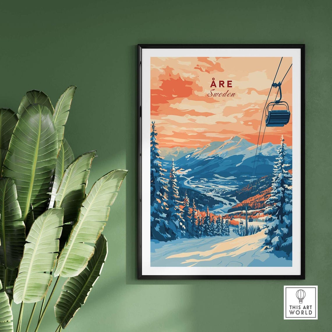 Re Ski Resort Art Print, Sweden Winter Sports - Image 2