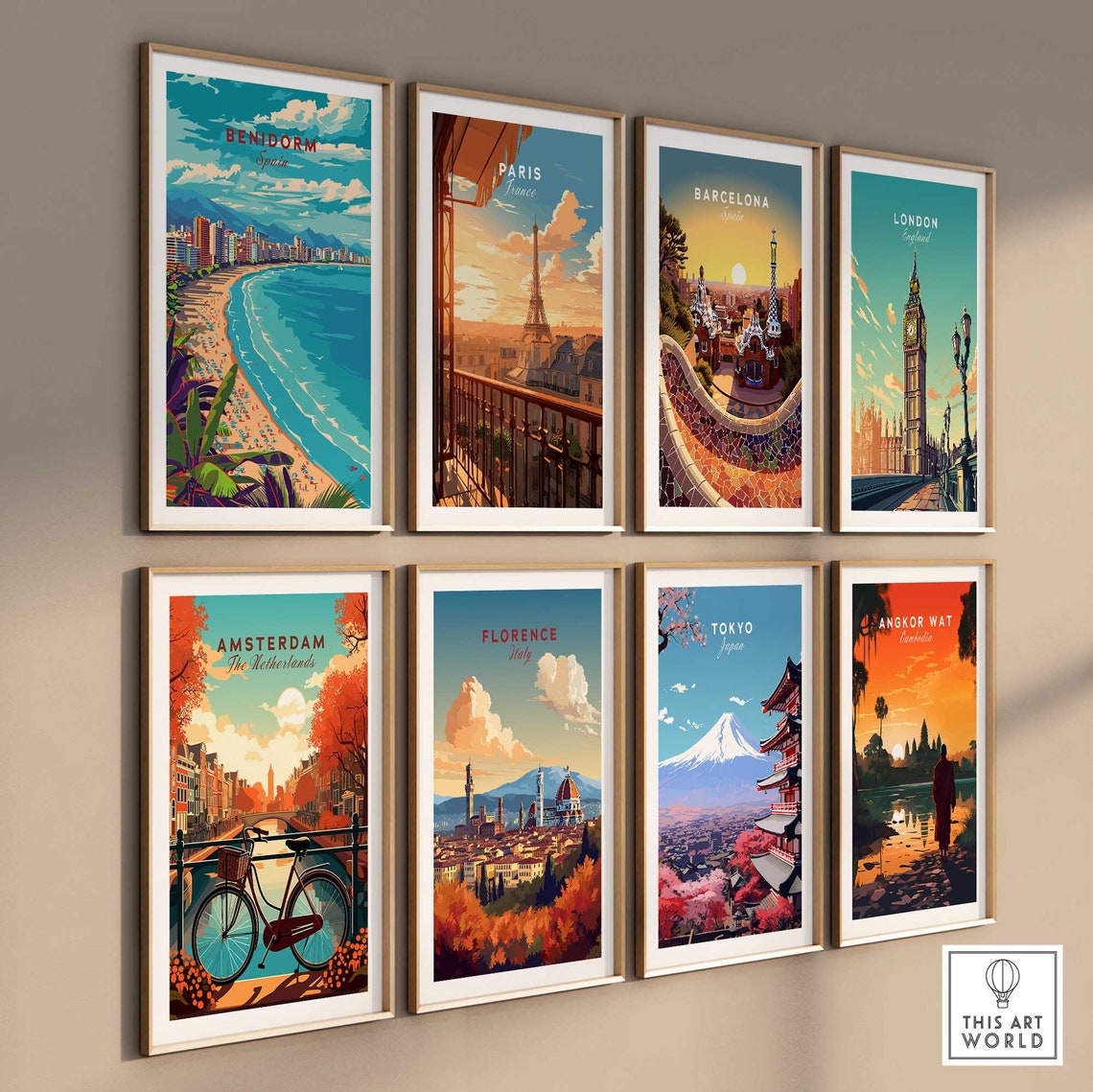 Benidorm Spain Costa Blanca Golden Beach Resort Skyline Travel Poster - Image 3