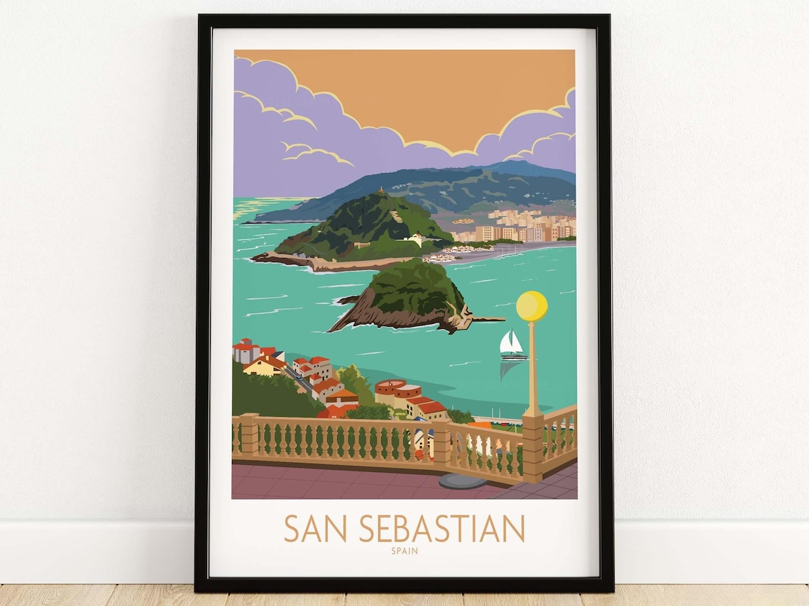 San Sebastian Spain Travel Poster, Donostia Print