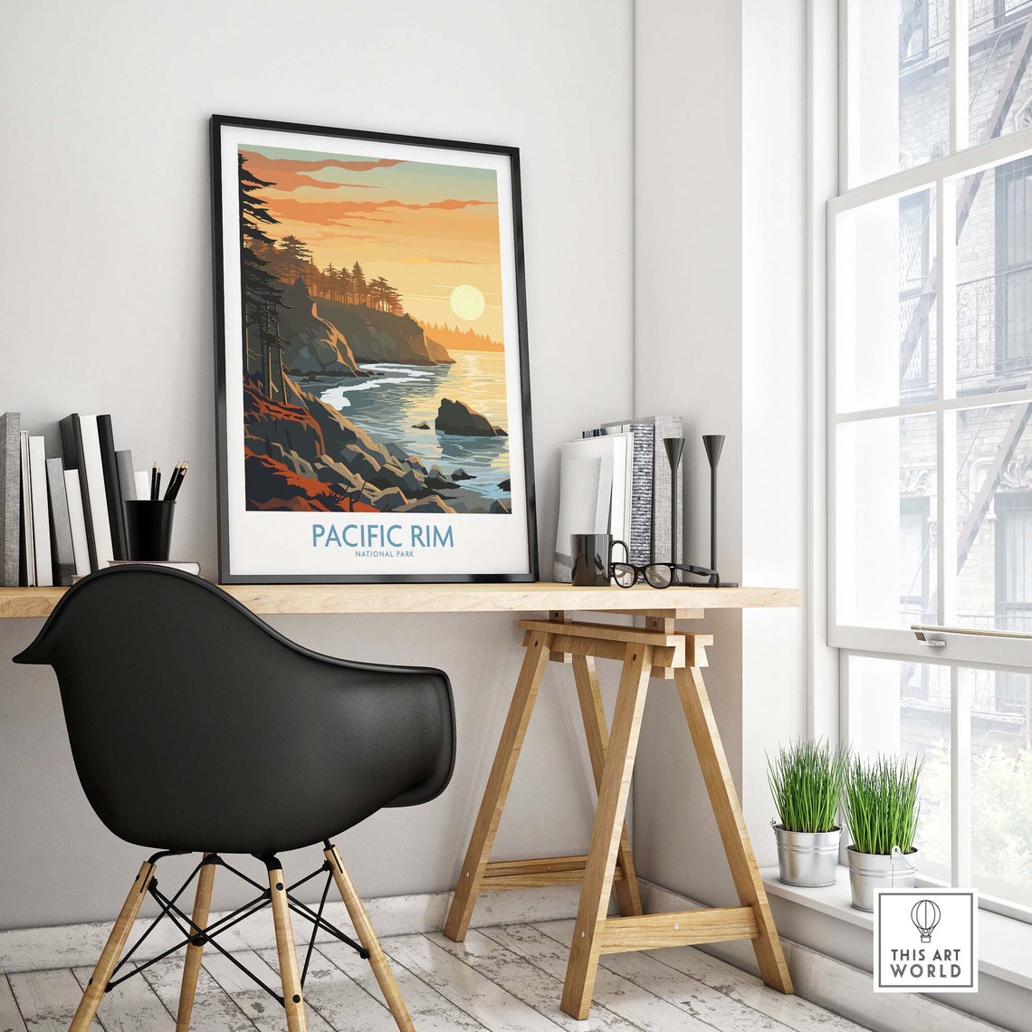 Pacific Rim National Park Golden Sunset Cliffs Forest Coast Poster - Image 4