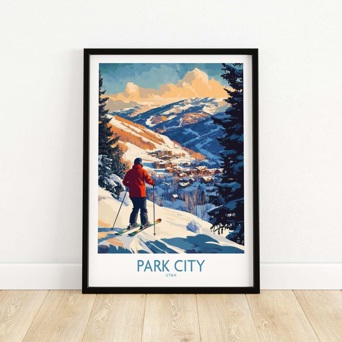 Park City Ski Travel Poster, Utah Illustration - Image 5
