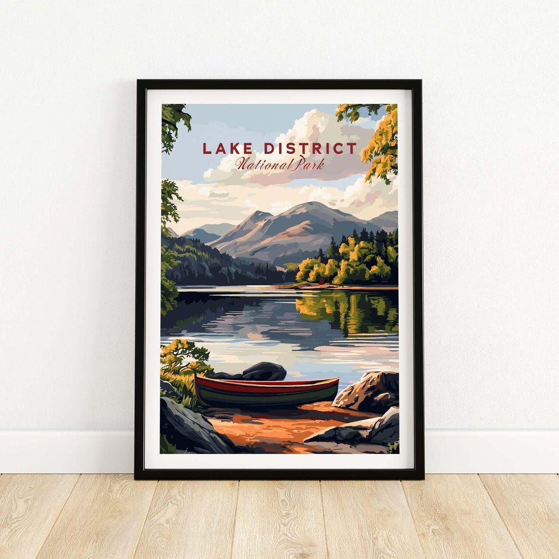 Lake District Travel Poster, Landscape Illustration