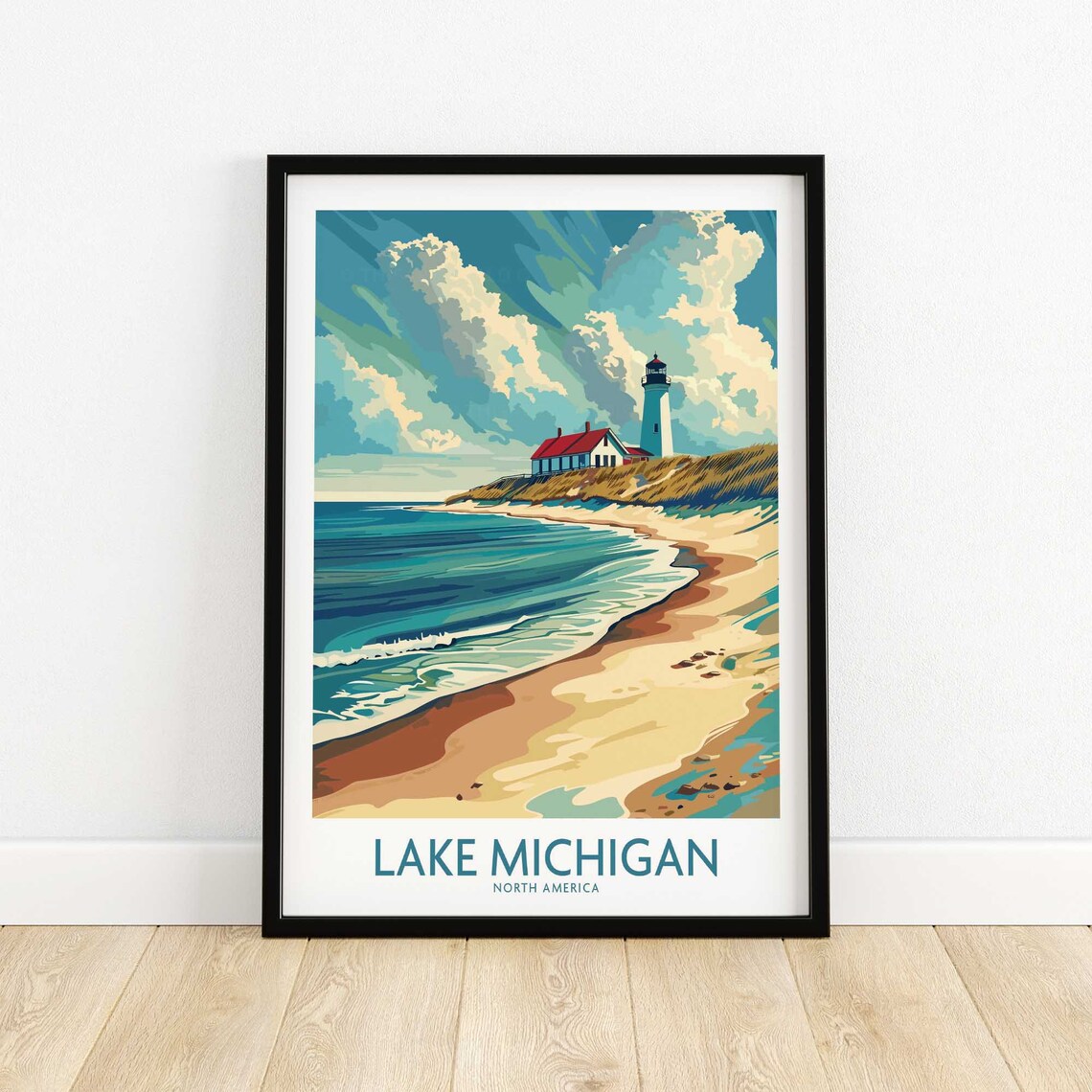 Lake Michigan Travel Poster, Home Decor Art Print