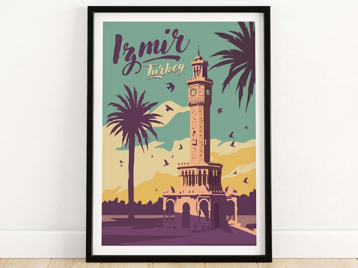 Izmir Vintage Travel Poster, Turkish Wall Art