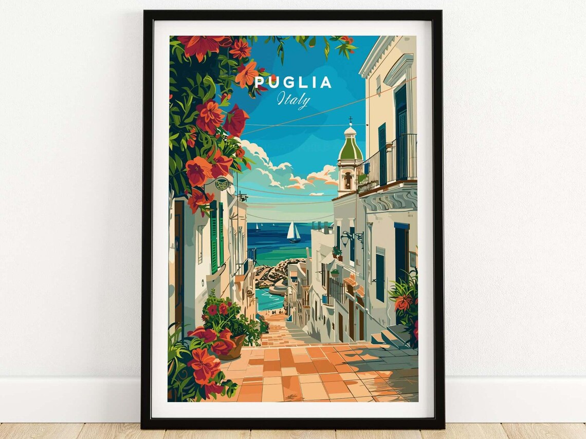 Puglia Italy Travel Poster, Apulia Wall Art Print