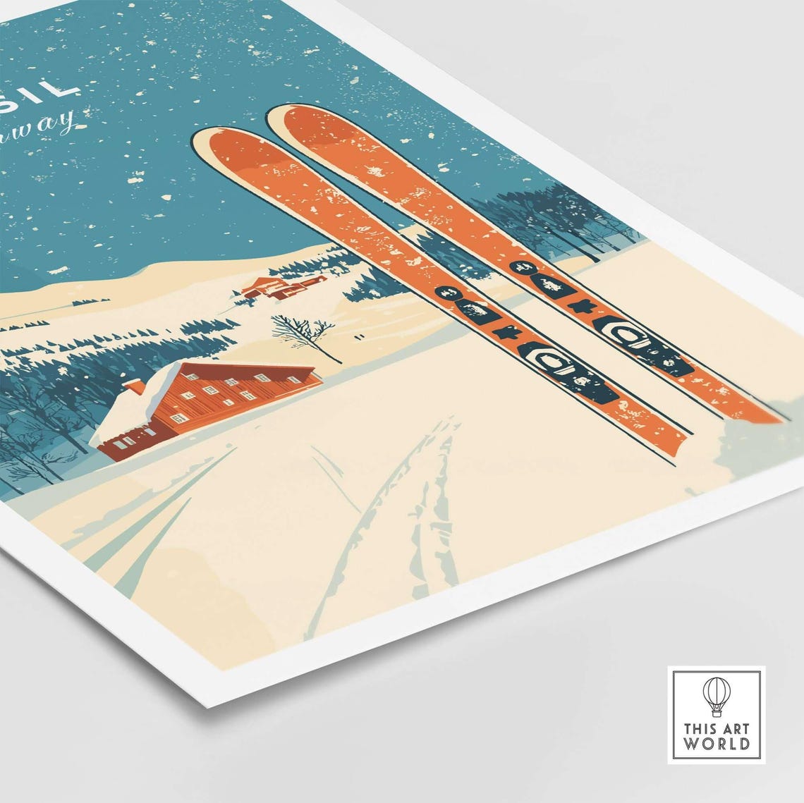 Trysil Ski Art Print, Ski Lodge Decor - Image 5