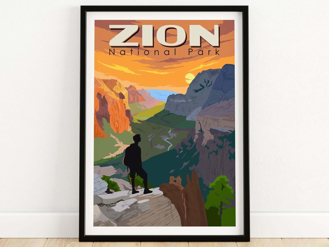 Zion National Park Poster, Utah Travel Poster