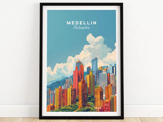 Medellin Travel Print Medellin Travel Print Wall Art Colombia Wall Hanging Home Decor Medellin Art Lover Gift Medellin Birthday Present