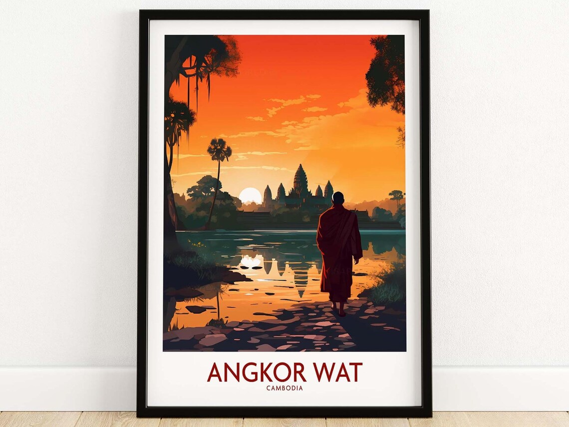 Angkor Wat Travel Print, Asia Landmark Poster