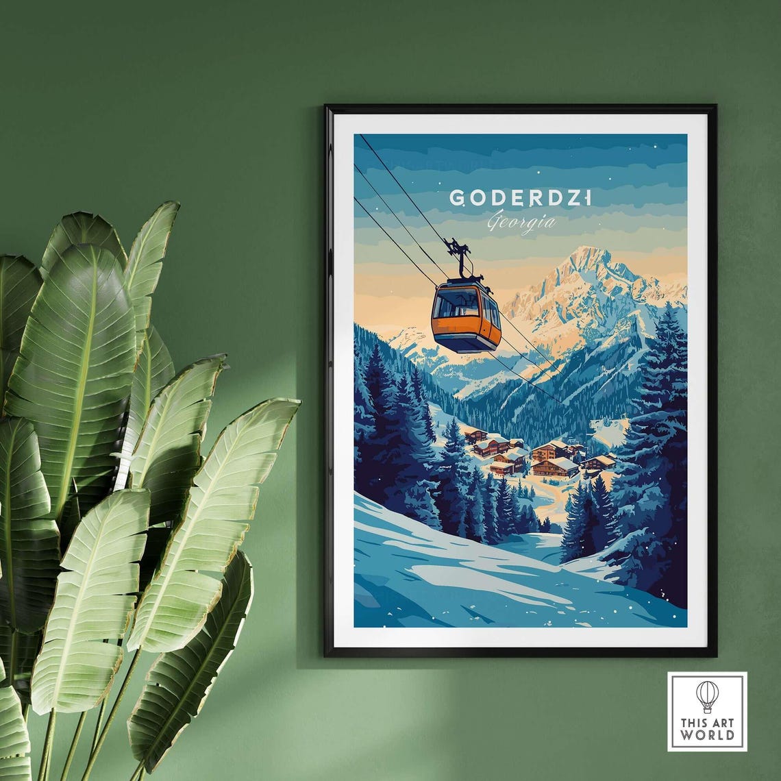 Goderdzi Ski Art Print, Ski Lodge Decor - Image 2