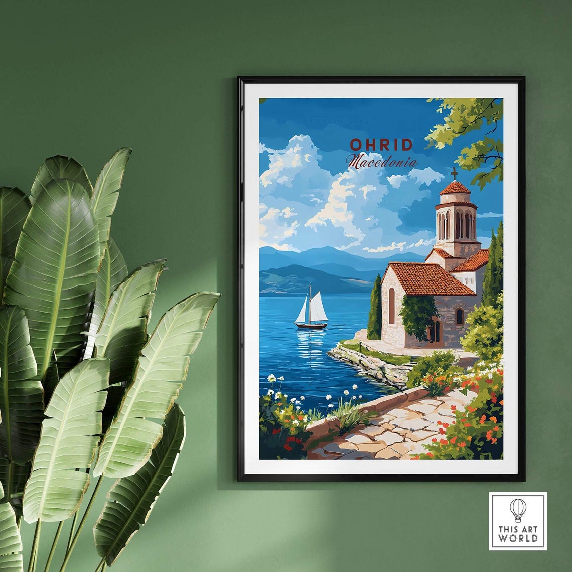 Ohrid Travel Poster, Macedonia Lake Art Gift - Image 2