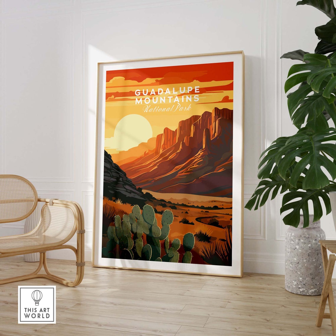 Guadalupe Mountains National Park Desert Sunset Cactus Poster - Image 3