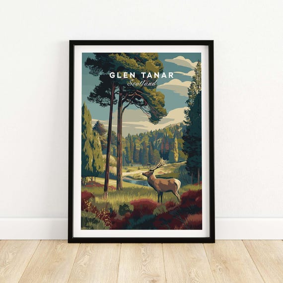 Glen Tanar Wall Art Print Cairngorms National Park Aberdeenshire Scotland Gift Lovers Illustration Poster