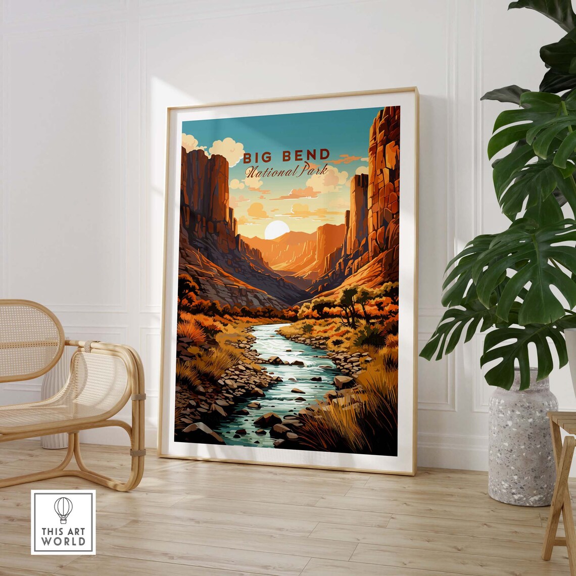 Big Bend National Park Texas Canyon River Sunset Scene Poster - Image 3