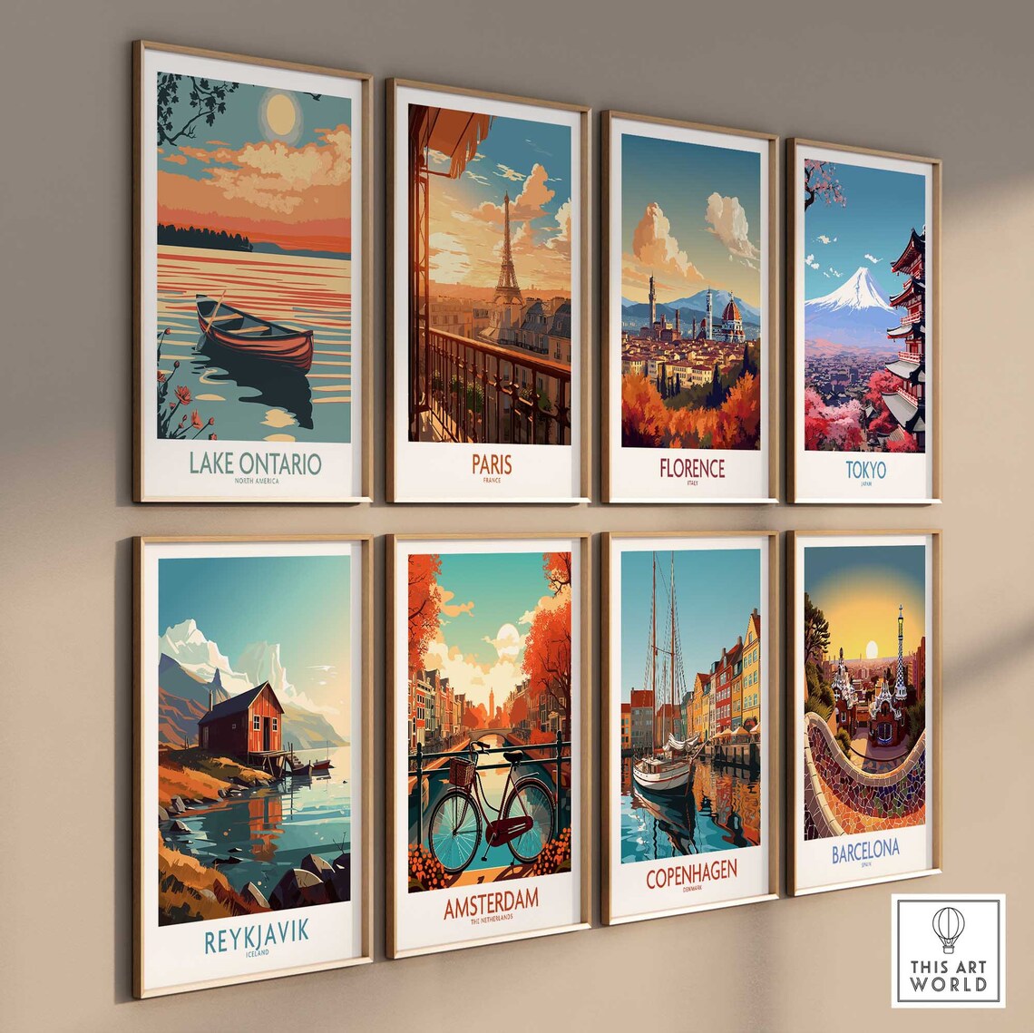 Lake Ontario North America Red Canoe Sunset Lake Travel Poster - Image 3