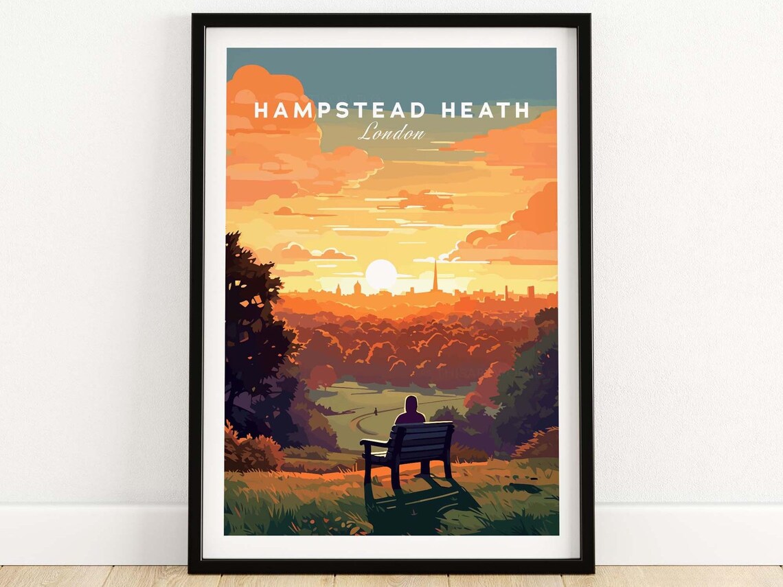 Hampstead Heath Travel Poster, London Park Art Print