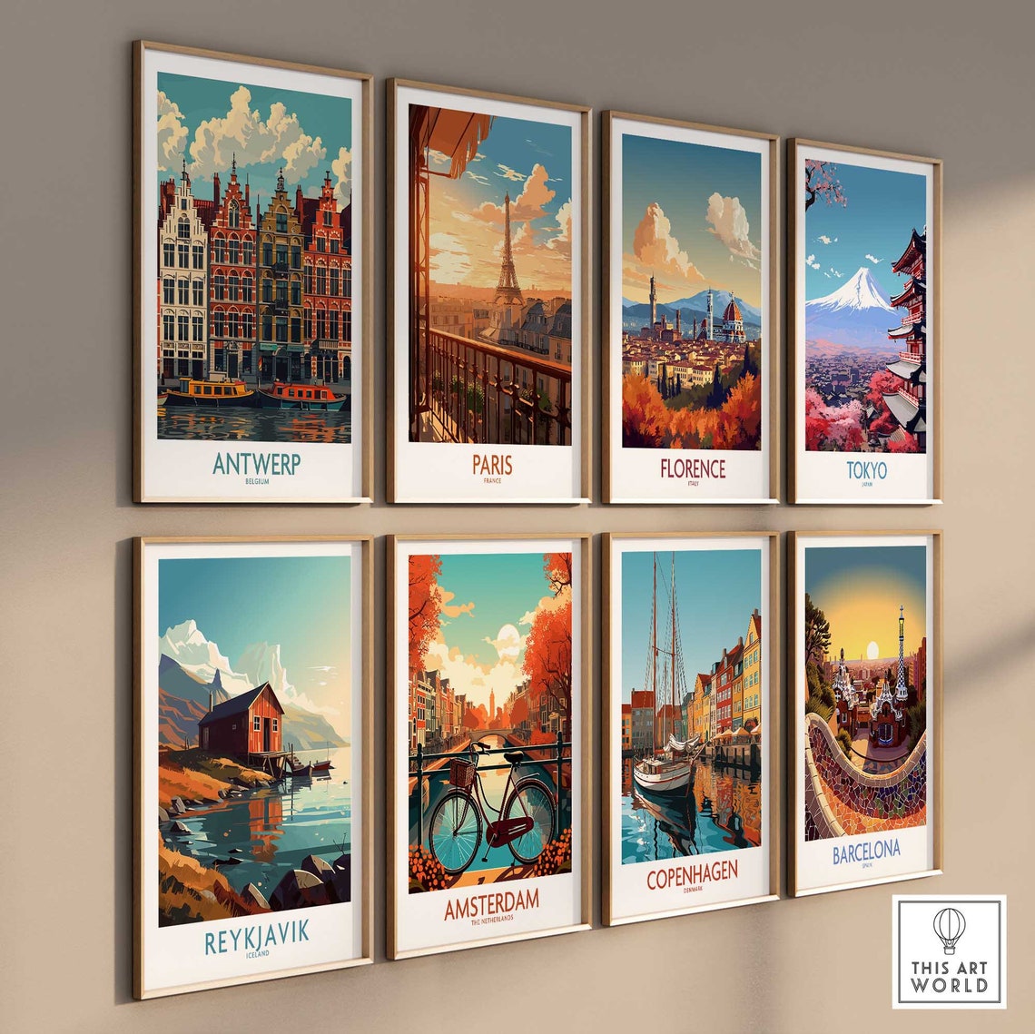 Antwerp Belgium Canal Gabled Guild Houses Boats Old Town Poster - Image 3