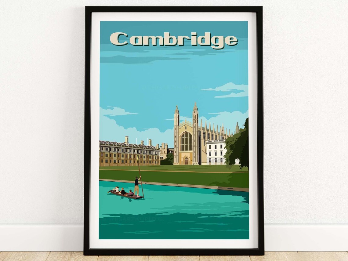 Cambridge Travel Poster, King's College England