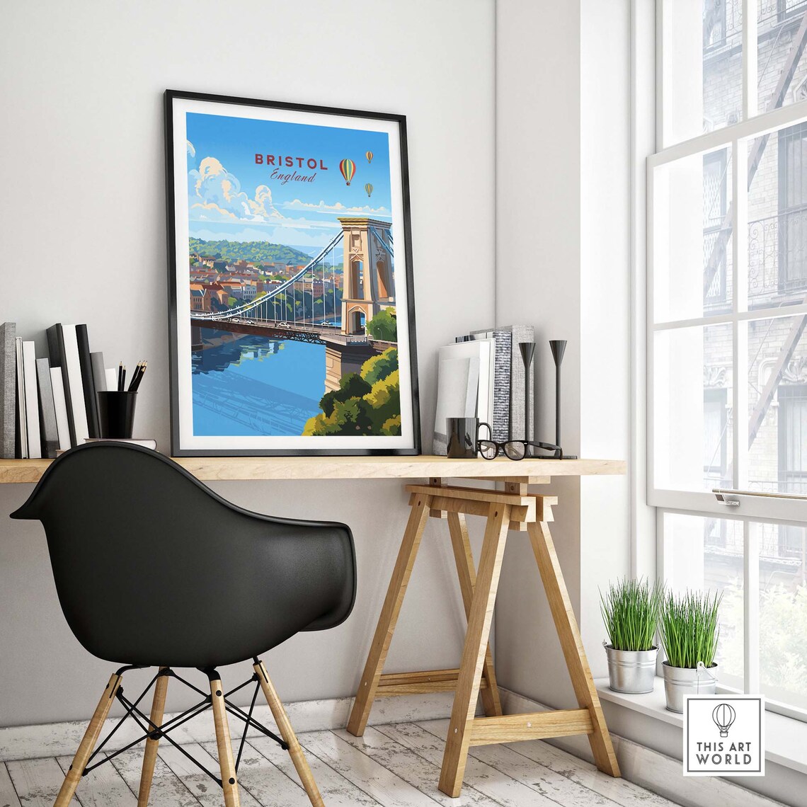 Bristol England Clifton Suspension Bridge Balloon Fiesta Travel Poster - Image 4
