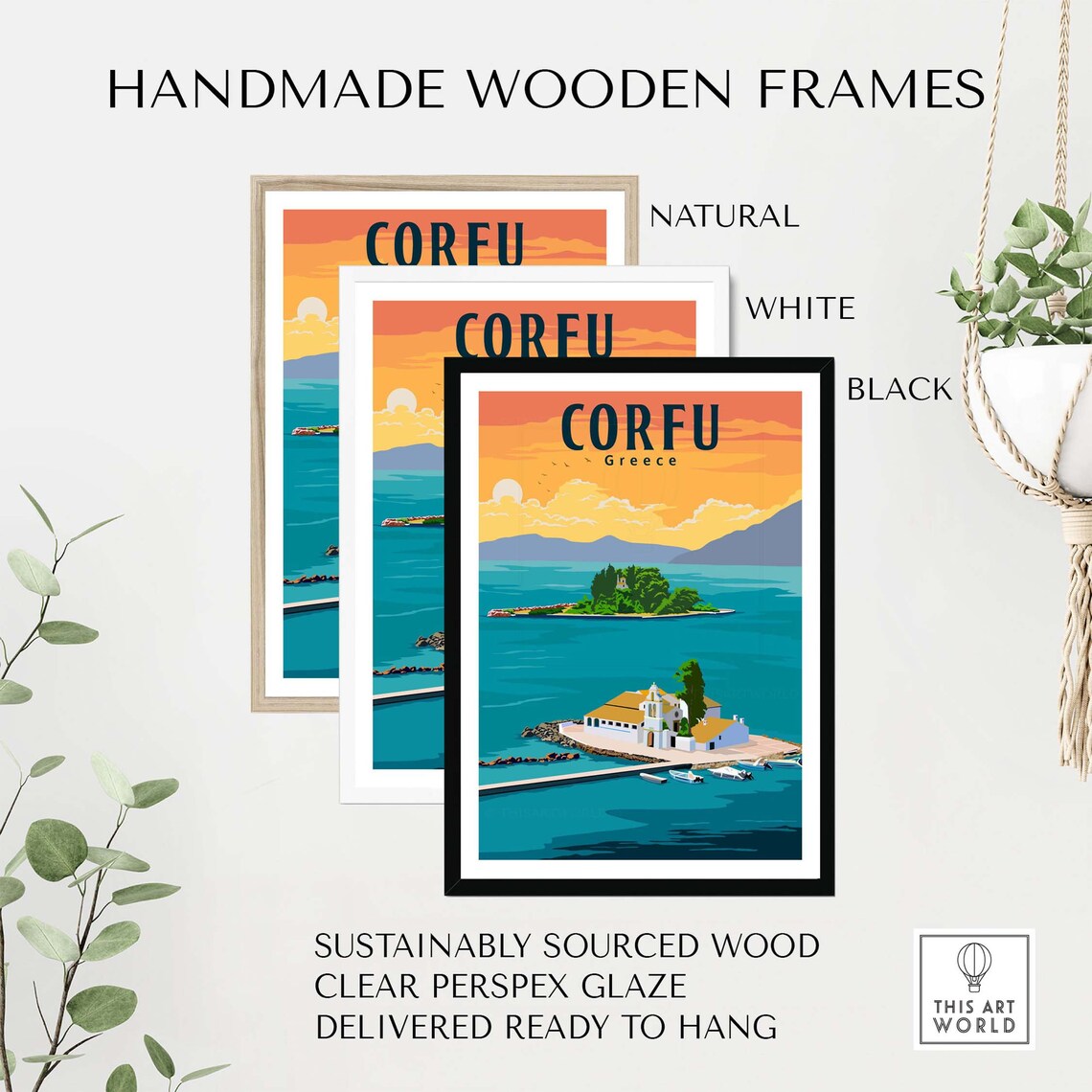 Corfu Travel Poster, Greek Home Decor Art Print - Image 2