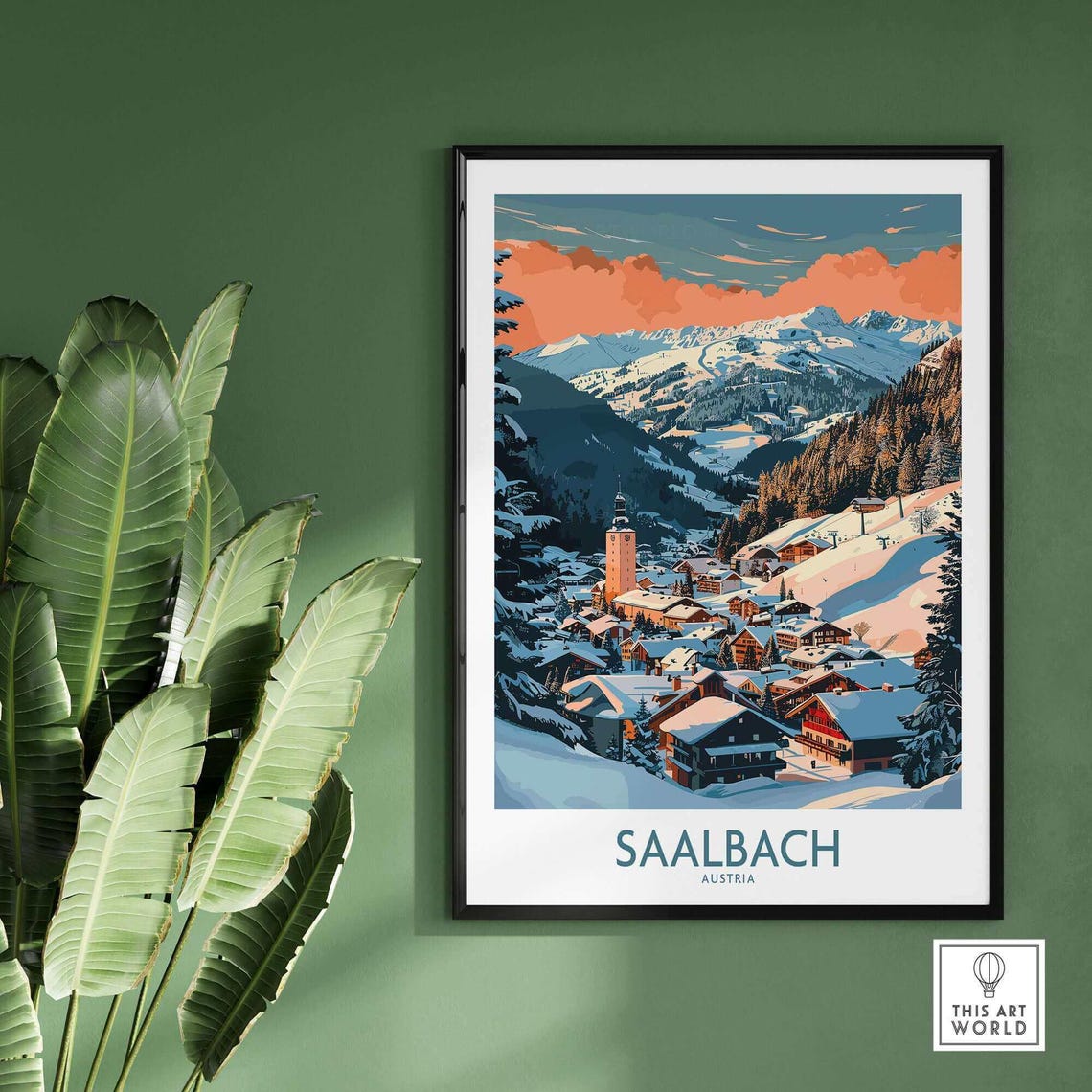 Saalbach Ski Resort, Ski Lodge Decor Art Print - Image 2
