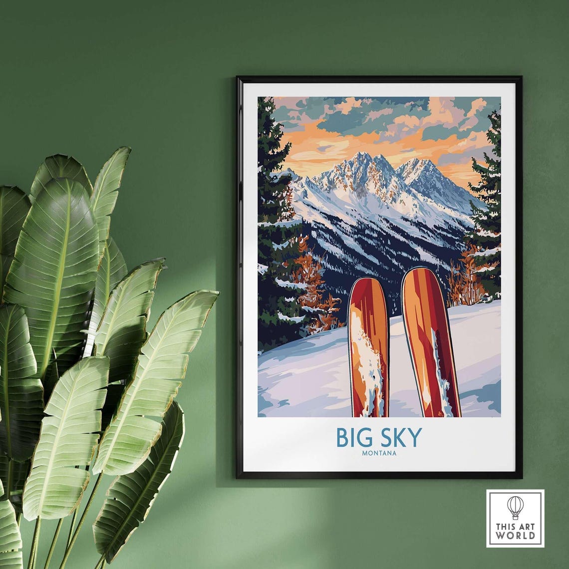 Big Sky Ski Poster, Mountain Cabin Decor - Image 2