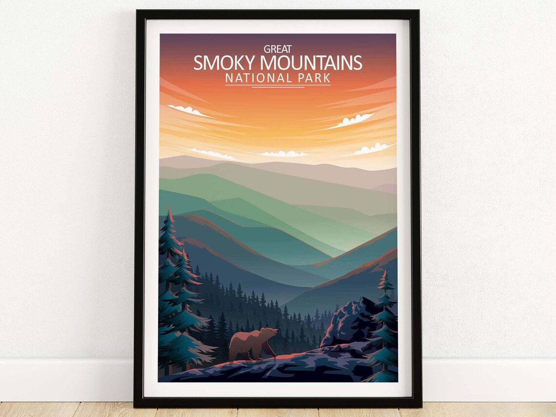 Great Smoky Mountains Travel Poster, National Park Art