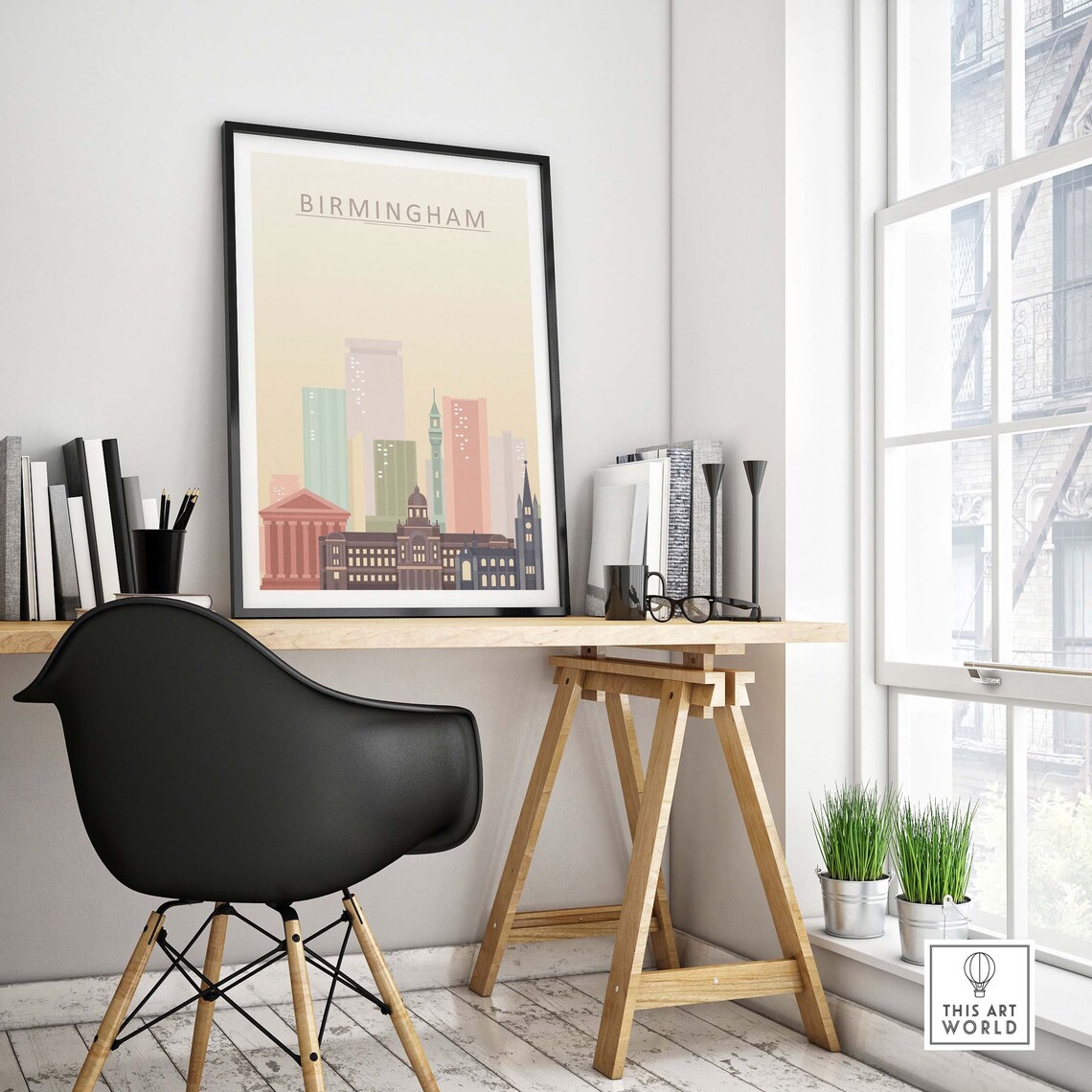 Birmingham UK Skyline Poster, Cityscape Art Print - Image 4