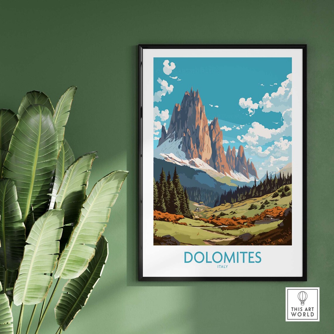 Dolomites Italy Travel Poster, Europe Wall Art Print - Image 2