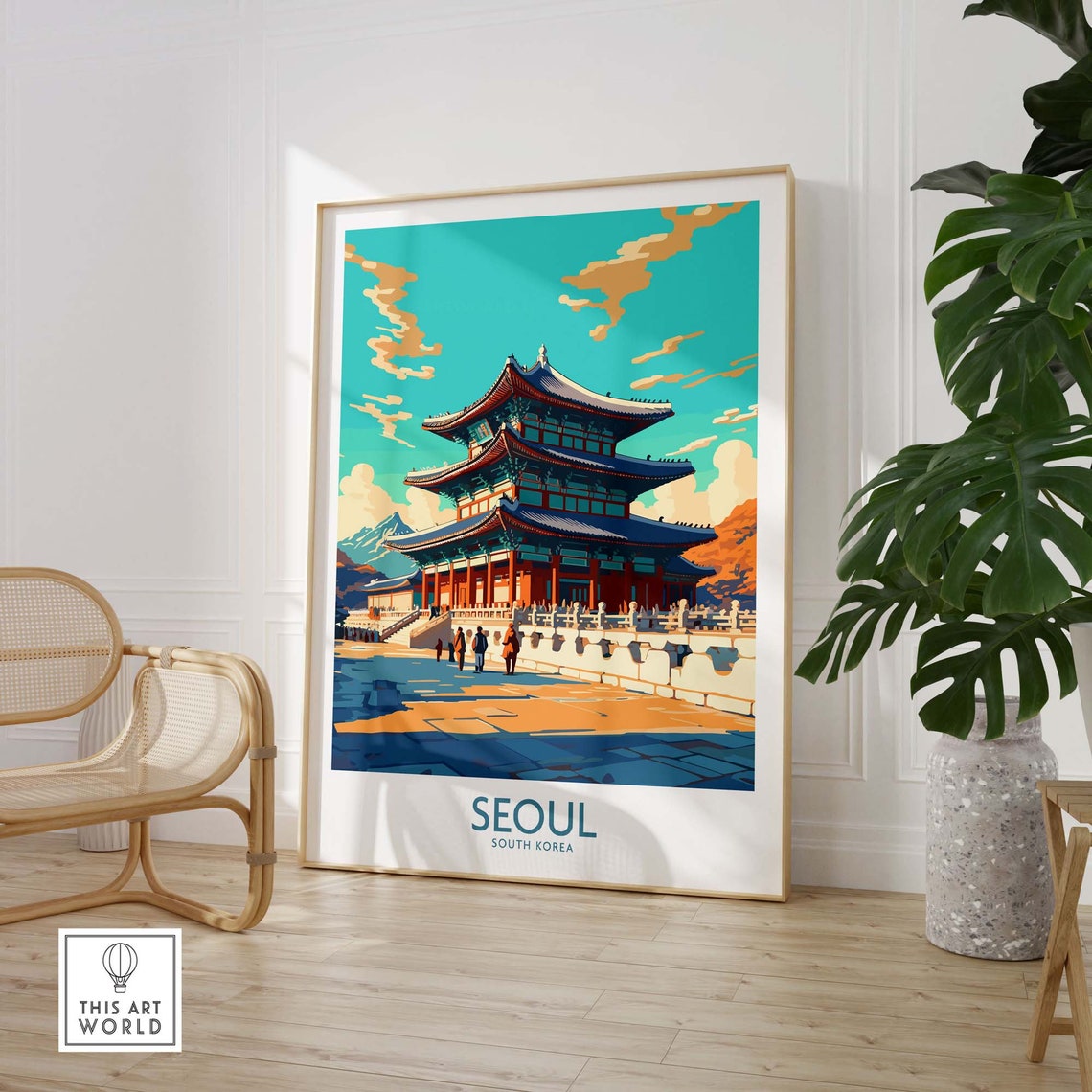 Seoul South Korea Traditional Palace Gate Courtyard Scene Poster - Image 3