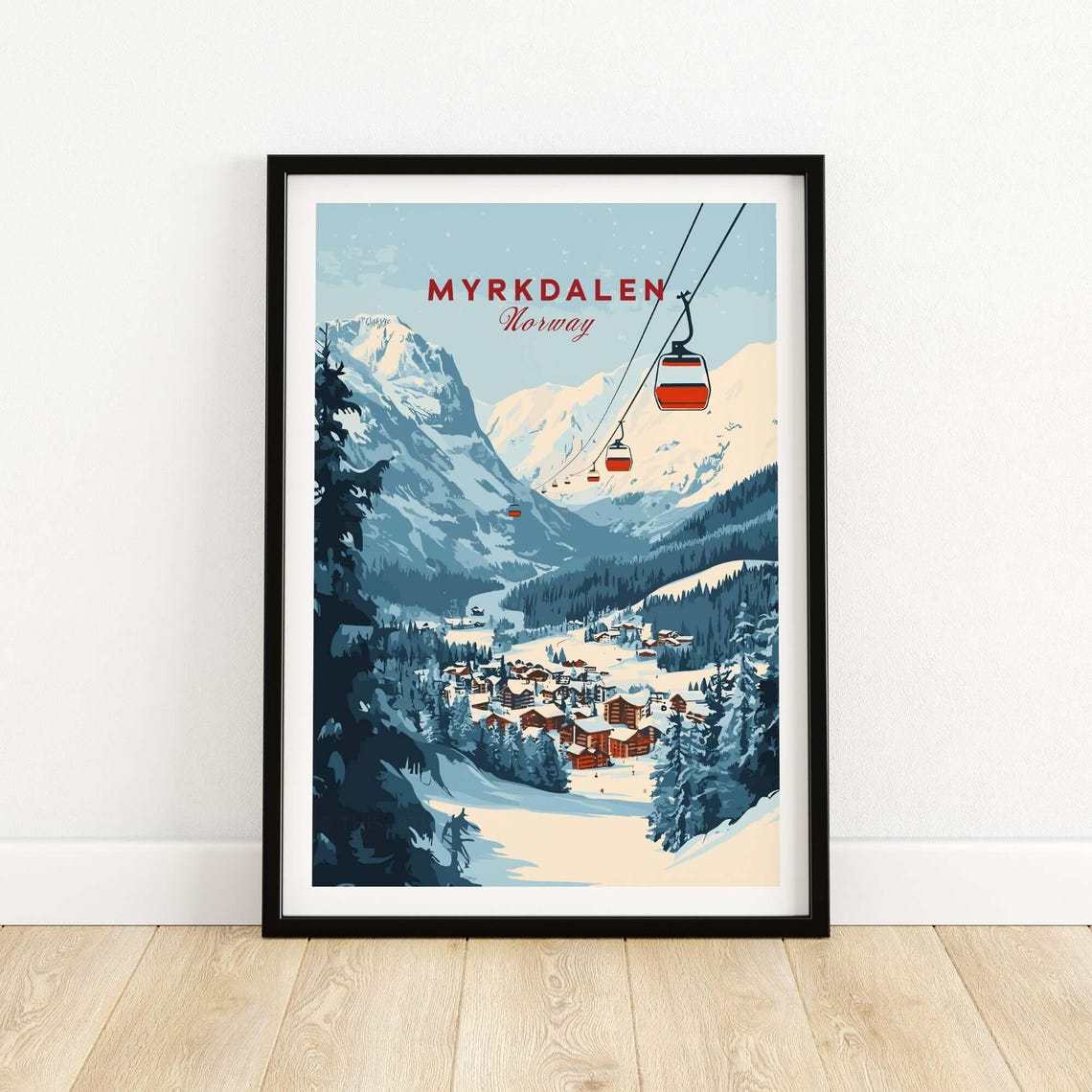 Myrkdalen Ski Poster, Winter Enthusiast Art Print