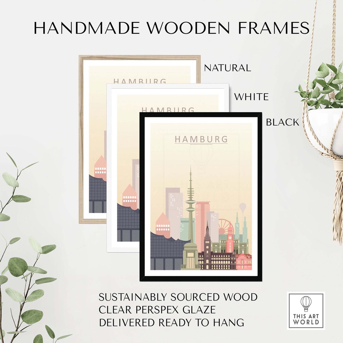 Hamburg Skyline Print, German Cityscape Art Poster - Image 2