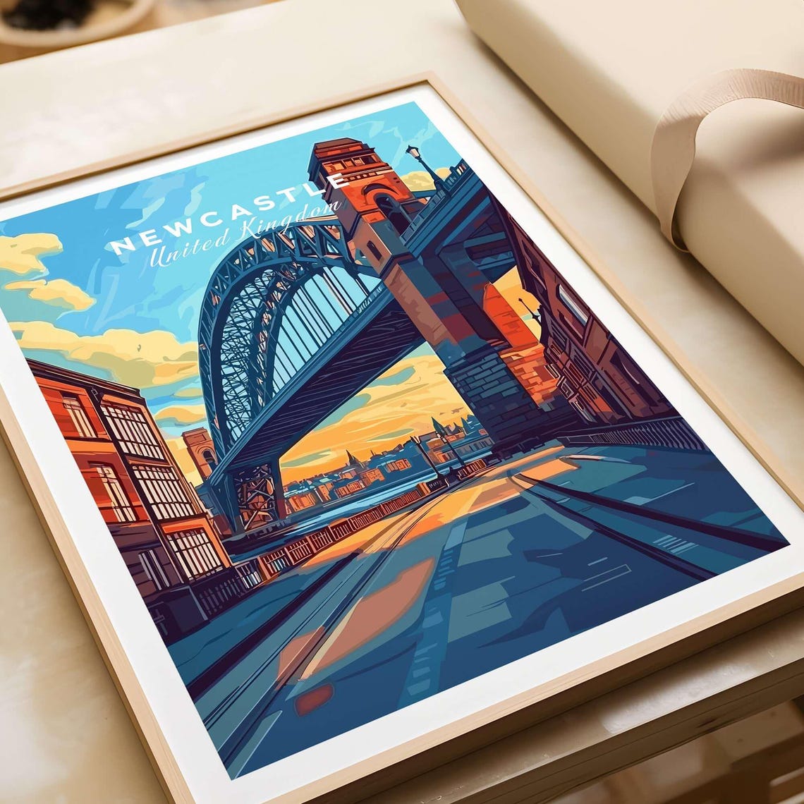 Newcastle United Kingdom Tyne Bridge Steel Arch Street View Poster - Image 4