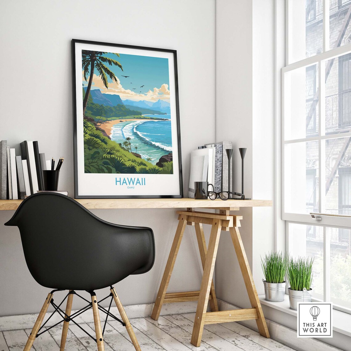 Hawaii Oahu Travel Poster, Home Decor Print - Image 4
