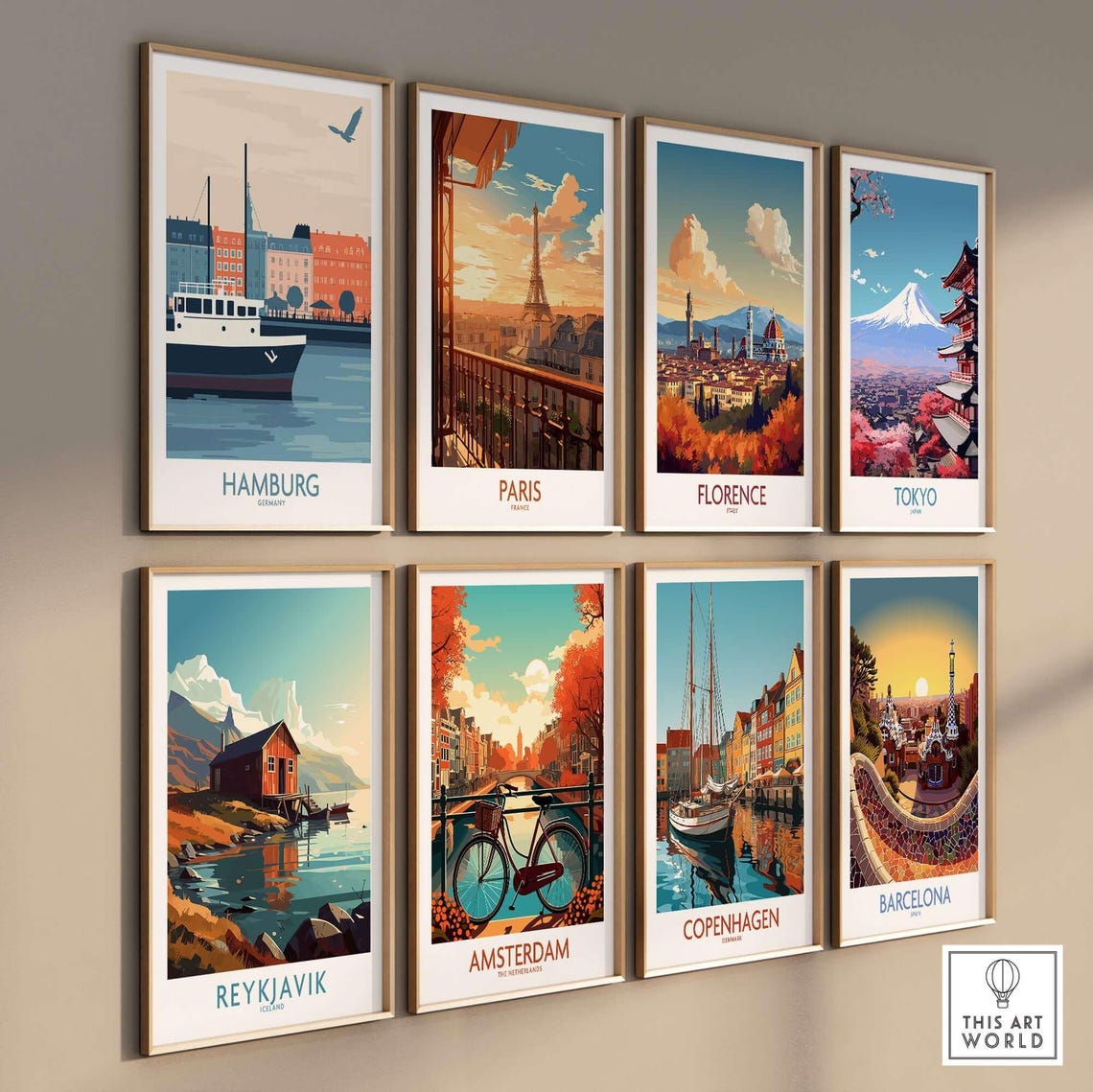 Historic Hamburg Germany Harbor Ship Brick Warehouses Travel Poster - Image 3