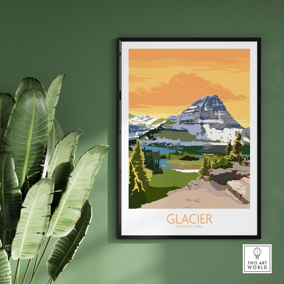 Glacier National Park Sunset Peak Alpine Meadow Travel Poster - Image 3