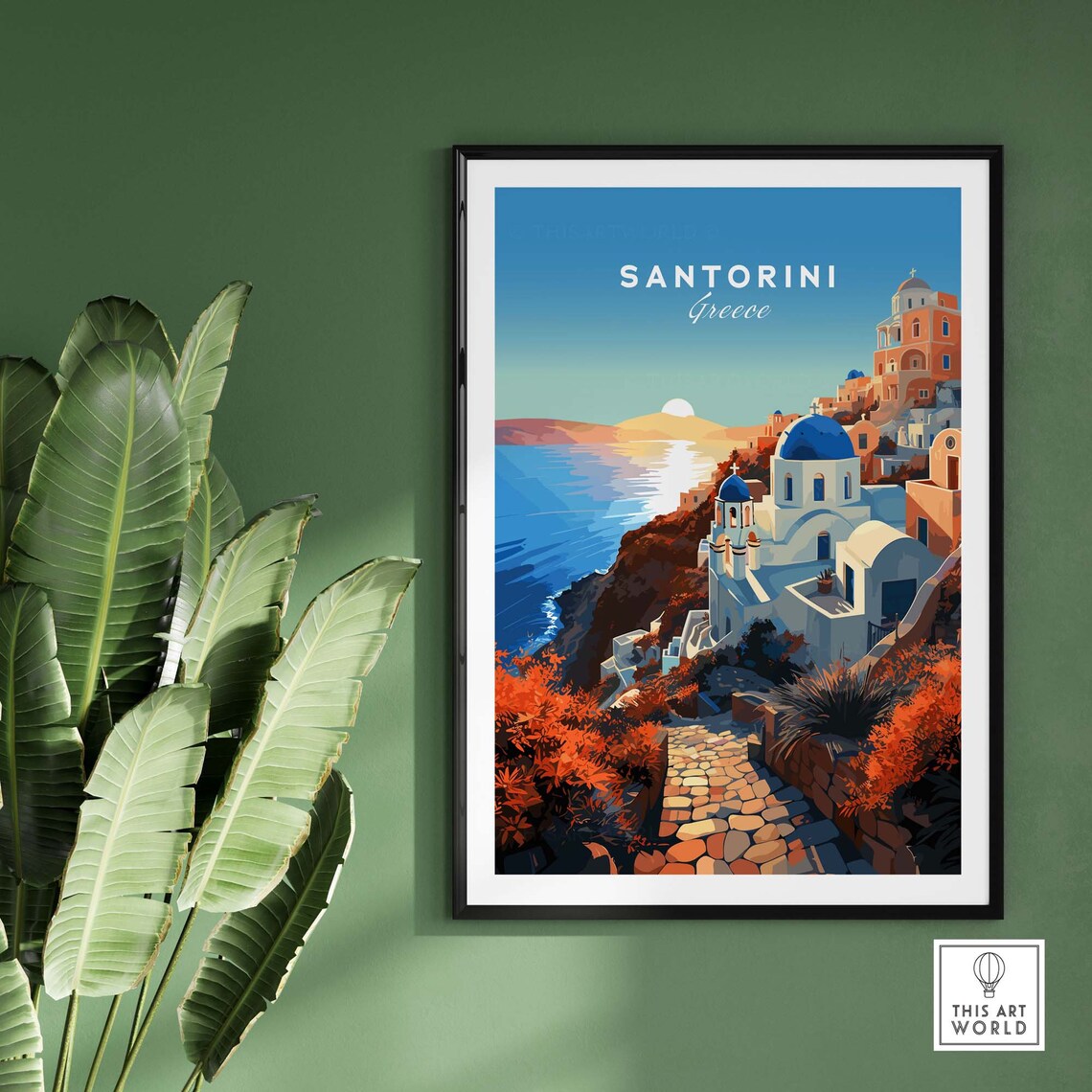 Santorini Travel Poster, Greece Birthday Gift - Image 2
