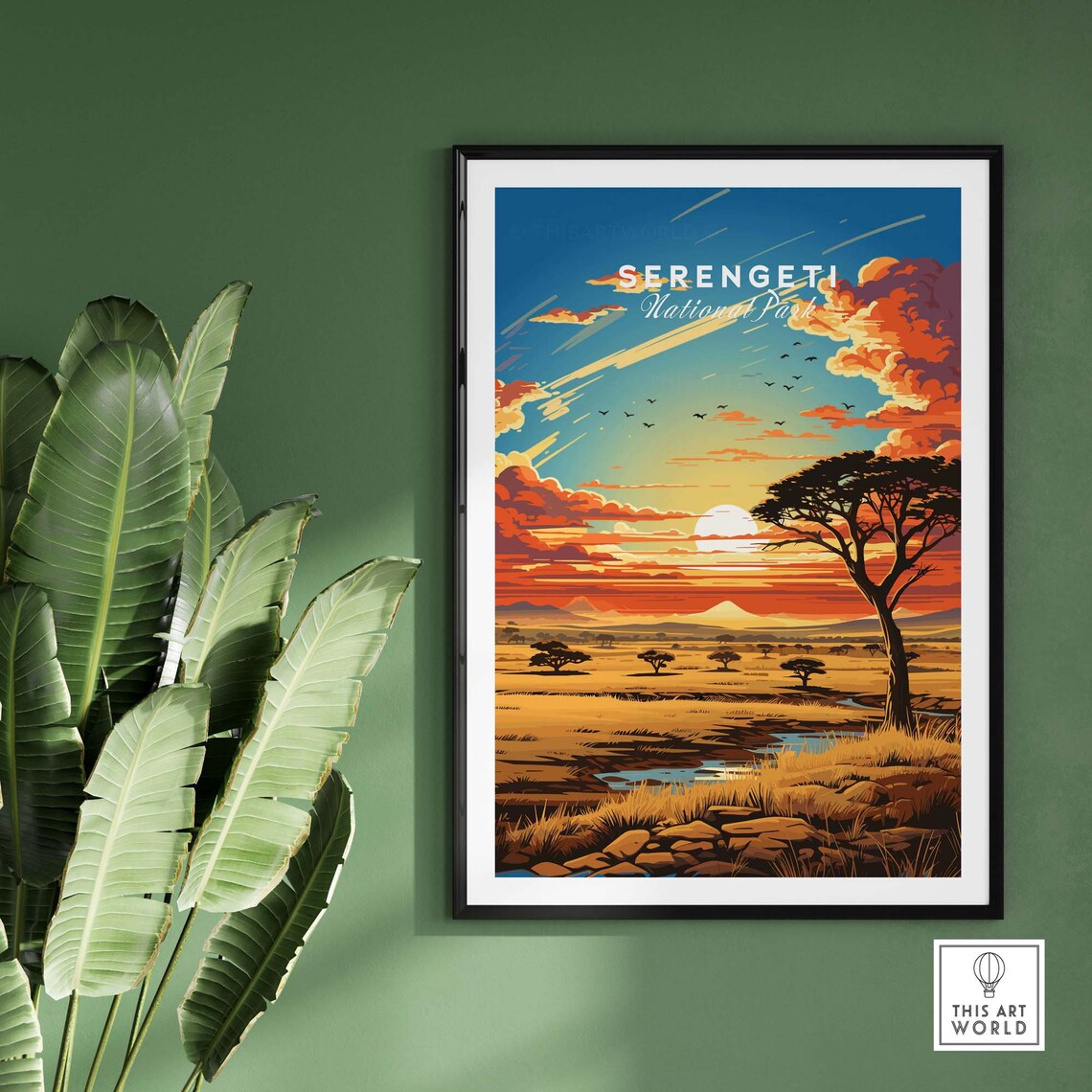 Serengeti National Park Acacia Sunset Golden Savanna Art Poster - Image 2