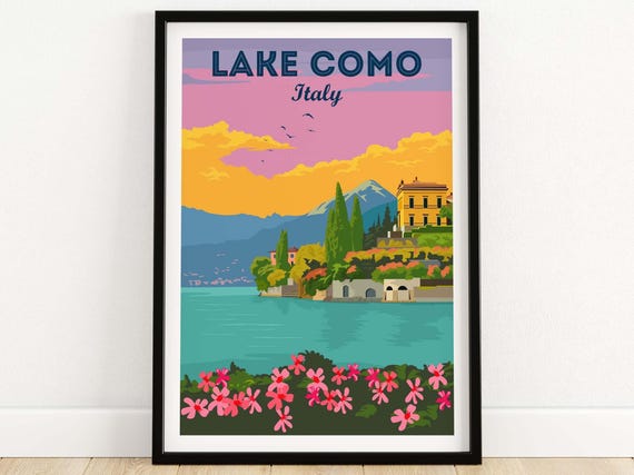 Lake Como Italy Travel Poster, Italian Wall Art