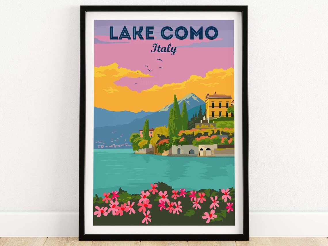 Lake Como Italy Travel Poster, Italian Wall Art
