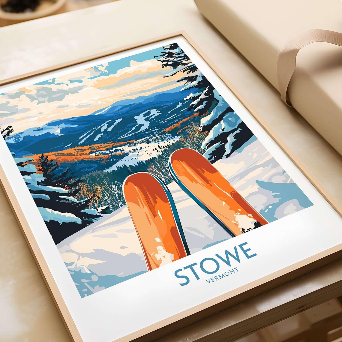 Stowe Valley Ski Wall Art, Vermont Winter Landscape