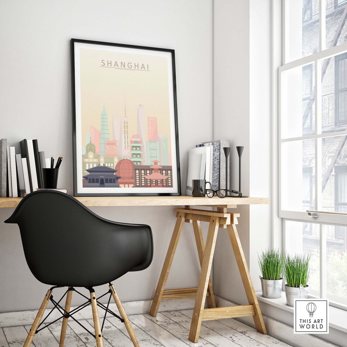 Shanghai Skyline Travel Poster, China City Wall Art - Image 4