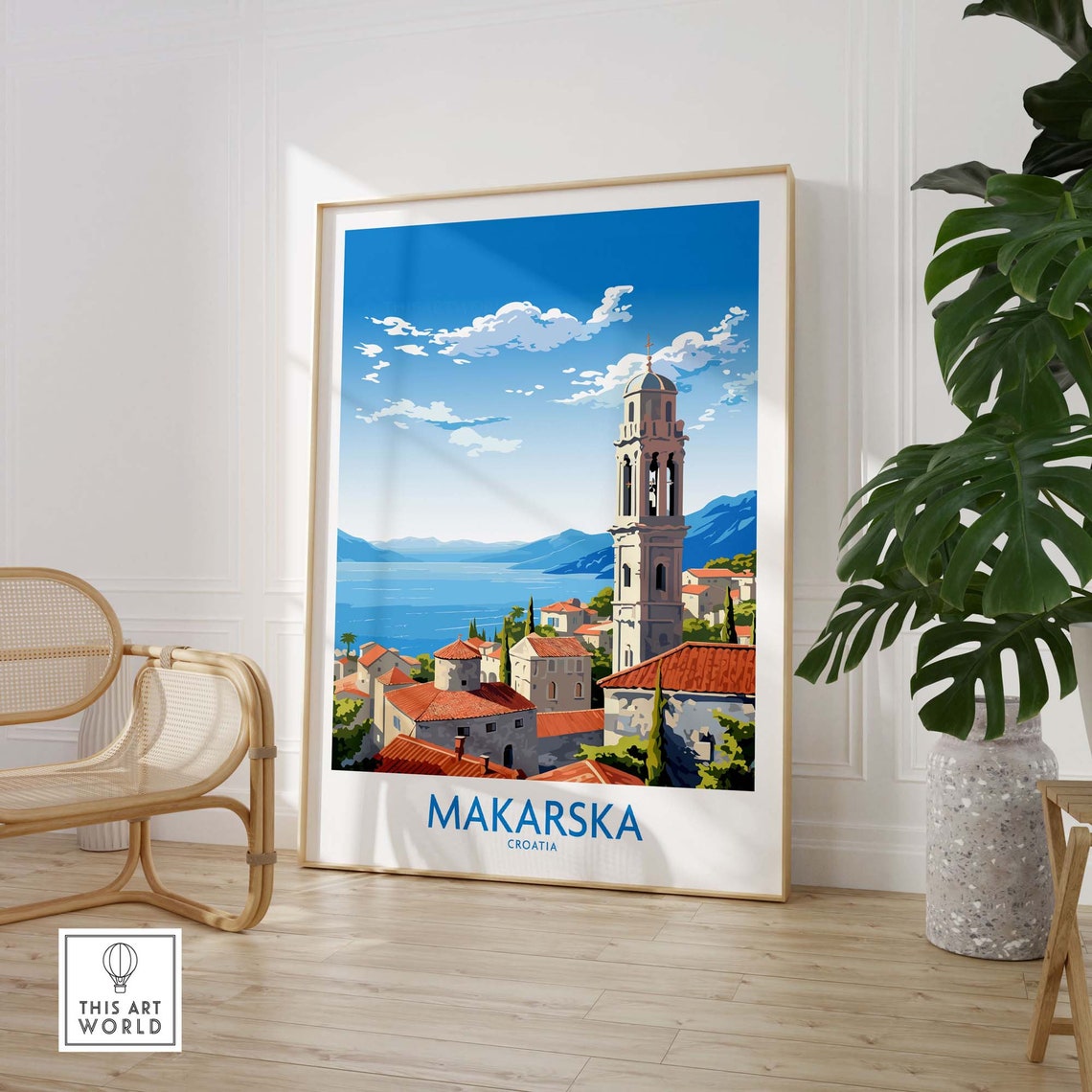 Makarska Croatia Adriatic Coast Old Town Bell Tower Scenic Poster - Image 2
