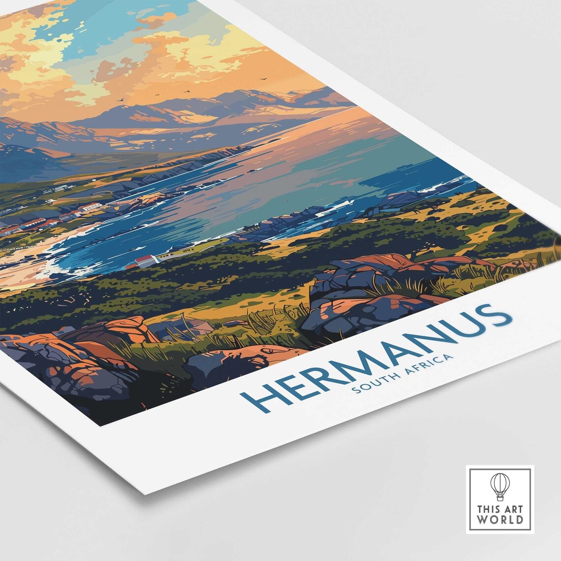 Hermanus South Africa Coastal Mountains Bay Vintage Travel Poster - Image 4