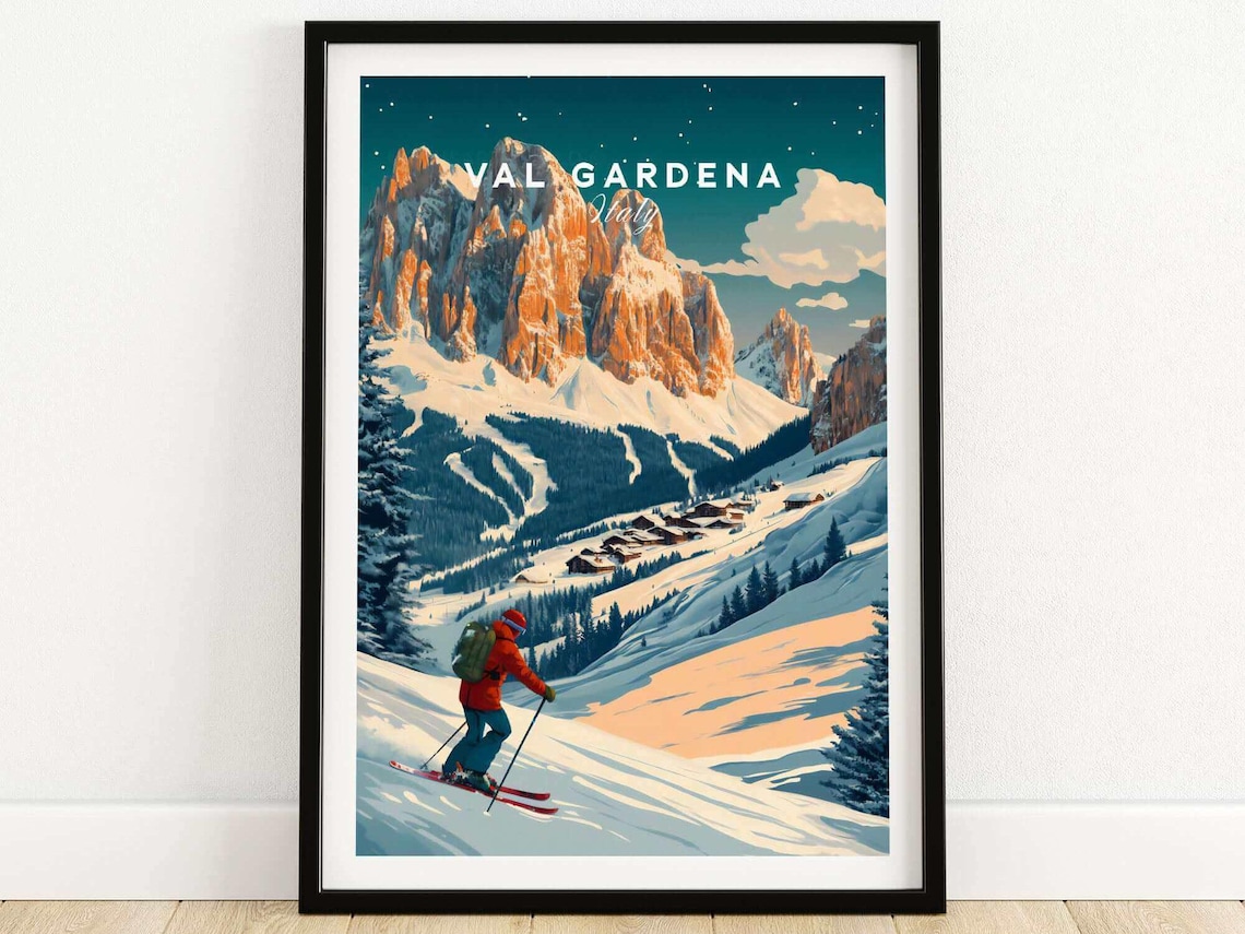 Winter Sports Ski House Art Print, Val Gardena
