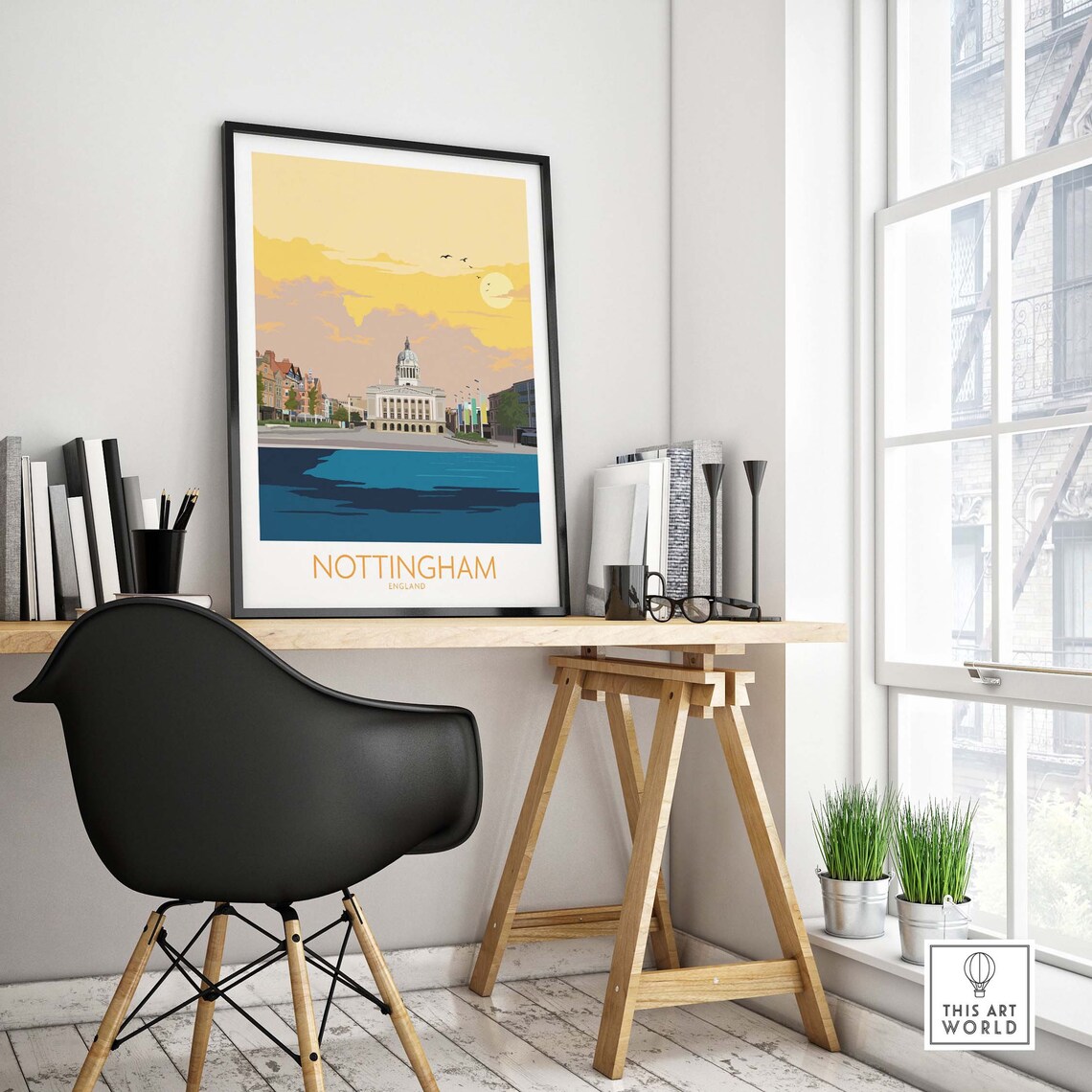Nottingham Travel Poster Art Print, Wall Art Gift